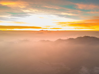 Wall Mural - aerial view of mountain with beautiful scenery.
