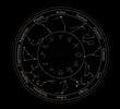 © New Africa - Illustration of zodiac wheel with astrological signs on black background