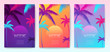© annbozhko - Set of colorful summer tropical gradient backgrounds with geometric elements. Summer disco party poster. Summertime template collection.