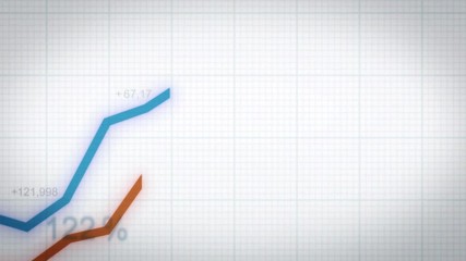 Poster - Business Growth And Success Arrow Infographics/ 4k animation of a business infographics with rising arrow and bar stats appearing, symbolizing growth and success, with glitch and noise digital effects