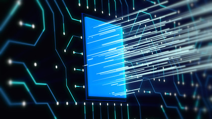 Poster - cpu microchip beaming power and rays