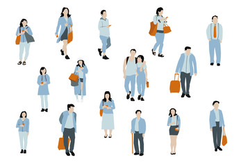 many people illustration vector graphic set