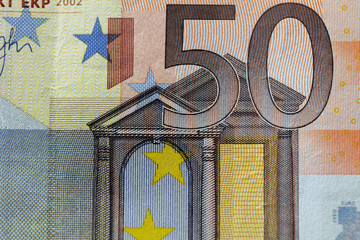 closeup of 50 euro banknote 