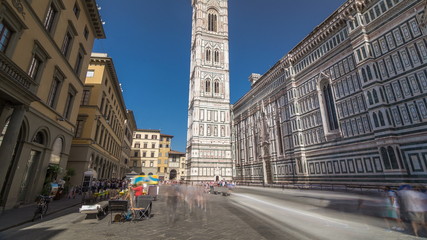 Wall Mural - Giotto's Campanile tower timelapse  - bell tower of the Basilica di Santa Maria del Fiore. Florence, Italy.