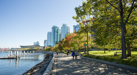 Downtown in spring, bright sunny day