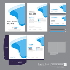 Fototapete - Flyer brochure business annual report cover template design Corporate Business Identity Folder digital technology company Element of stationery people community presentation working promotion blue red