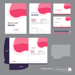 Fototapete - Flyer brochure business annual report cover template design Corporate Business Identity Folder digital technology company Element of stationery people community presentation working promotion blue red