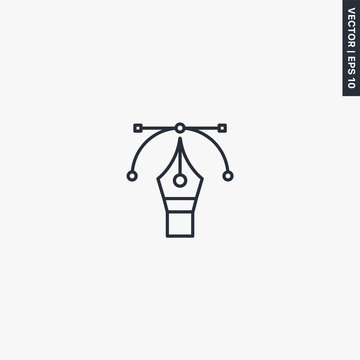 Bezier design pen, linear style sign for mobile concept and web design