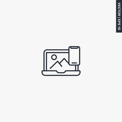 Poster - Connect device, linear style sign for mobile concept and web design