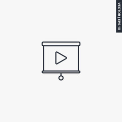 Poster - Video presentation, linear style sign for mobile concept and web design