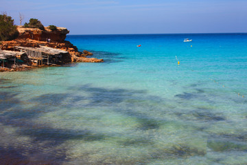 Cala Saona that is one of the most beautiful beaches of Ibiza with its crystal clear water