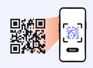 Leinwandbilder - Smartphone scanning QR-code. Barcode Verification. Scanning tag, generate digital pay without money. Barcode on smartphone screen. Qr code payment, E-wallet , online shopping, cashless technology