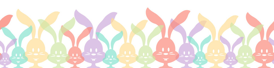 Wall Mural - Colorful easter bunnies seamless pattern frame isolated background