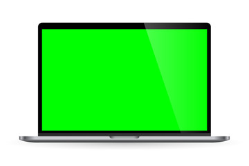 Poster - realistic laptop computer monitor with green screen. illustration vector illustrator ai eps
