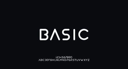 basic, an abstract technology futuristic alphabet font. digital space typography vector illustration