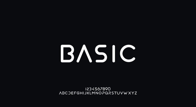 basic, an abstract technology futuristic alphabet font. digital space typography vector illustration