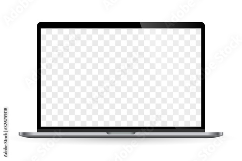 Realistic laptop computer monitor with checkerboard screen and white background. Illustration vector illustrator Ai EPS