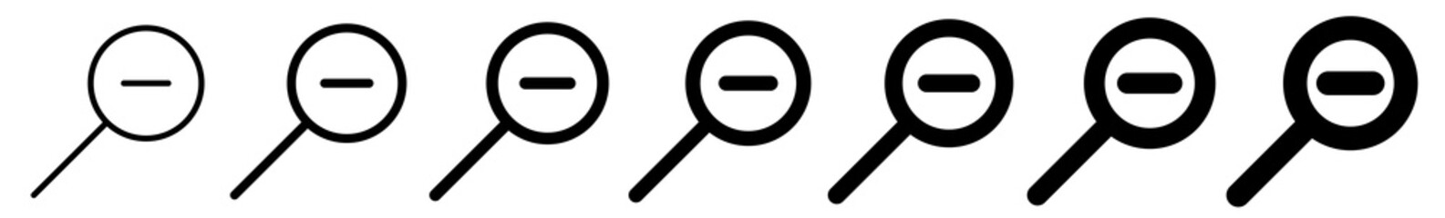 Wall Mural - magnifying glass minus icon black | magnifier illustration | zoom symbol | loupe logo | view search 