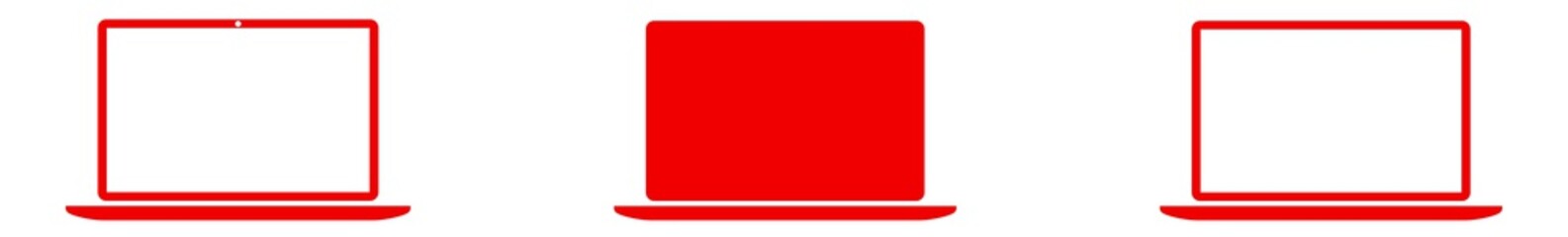 Wall Mural - laptop icon red | notebook computer illustration | laptops screen symbol | monitor logo | pc display