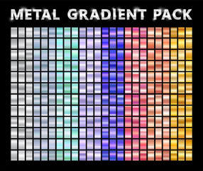 Wall Mural - Realistic metal chrome gradient big texture pack. Shiny metal foil gradient set. Vector illustration