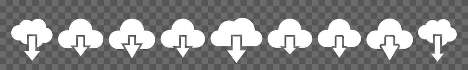 Wall Mural - cloud download icon white | clouds arrow down illustration | computing storage symbol | server data 