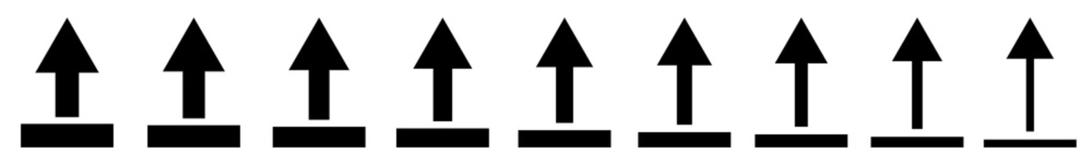 Wall Mural - Upload Arrow Icon Black | Arrows Up Illustration | File Data Transfer Symbol | Web Export Logo | Computer Browser Sign | Isolated | Variations