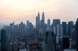 Fototapeta  - Timelapse of Kuala Lumpur city skyline during beautiful sunrise
