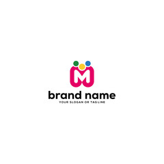 design logo letter m and people vector