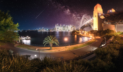 Wall Mural - Milky Way over Sydney harbour bridge, Australia