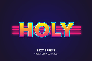 Sticker - Holy retro neon text effect, editable text