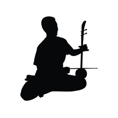 Thai culture musician and music instrument silhouette