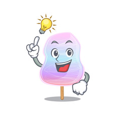 Wall Mural - a clever rainbow cotton candy cartoon character style have an idea gesture