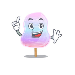 Sticker - mascot cartoon concept rainbow cotton candy in One Finger gesture