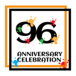 96 anniversary logo vector template. Design for banner, greeting cards or print