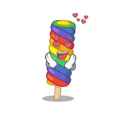 Sticker - Romantic falling in love rainbow ice cream cartoon character concept