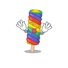 Poster - Funny rainbow ice cream mascot design with Tongue out