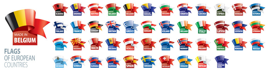 Set of flags of Europe. Vector illustration