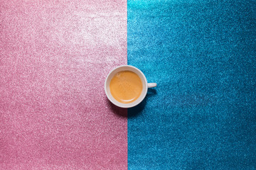 Wall Mural - one cup coffee bright pink blue brilliant paper