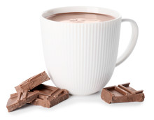 Cup Of Hot Chocolate On White Background