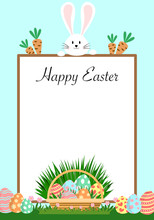 Easter Greeting Card Concept With Cute Bunny 