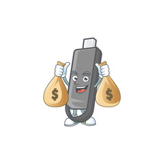 Poster - A cute image of flashdisk cartoon character holding money bags