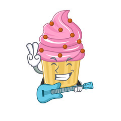 Poster - A picture of strawberry cupcake playing a guitar