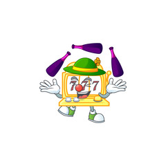 Canvas Print - Smart golden slot machine cartoon character style playing Juggling