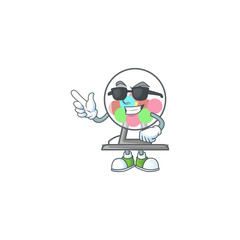 Poster - Super cool lottery machine ball mascot character wearing black glasses