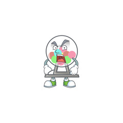 Poster - Lottery machine ball cartoon character design with angry face