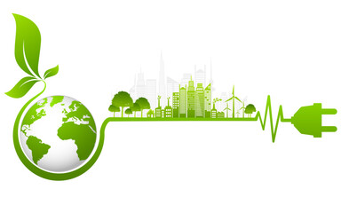 ecology concept and environmental ,banner design elements for sustainable energy development, vector