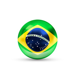 Canvas Print - Brazil flag projected as a glossy sphere on a white background