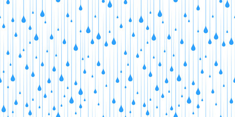 Poster - Vector Seamless Pattern with Blue Rain Drops. Abstract Minimalist Illustration of Drops on White Background
