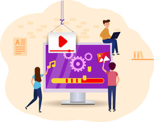Wall Mural - download video to your computer. update system. watch the video blog or online training, download me