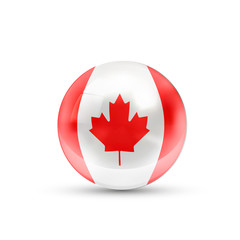 Canvas Print - Canada flag projected as a glossy sphere on a white background